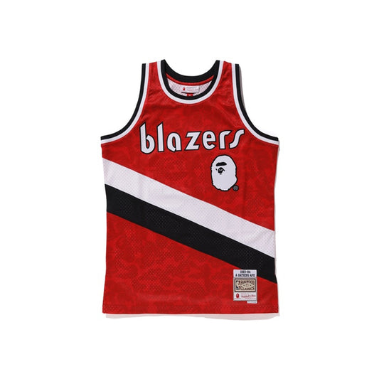 BAPE x Mitchell & Ness Blazers ABC Basketball Swingman Jersey Burgundy, Clothing- re:store-melbourne-Bape