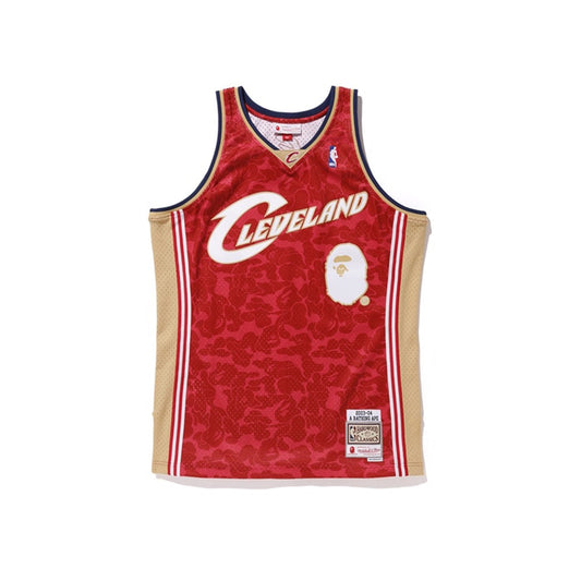 BAPE x Mitchell & Ness Cavs ABC Basketball Swingman Jersey Burgundy, Clothing- re:store-melbourne-Bape