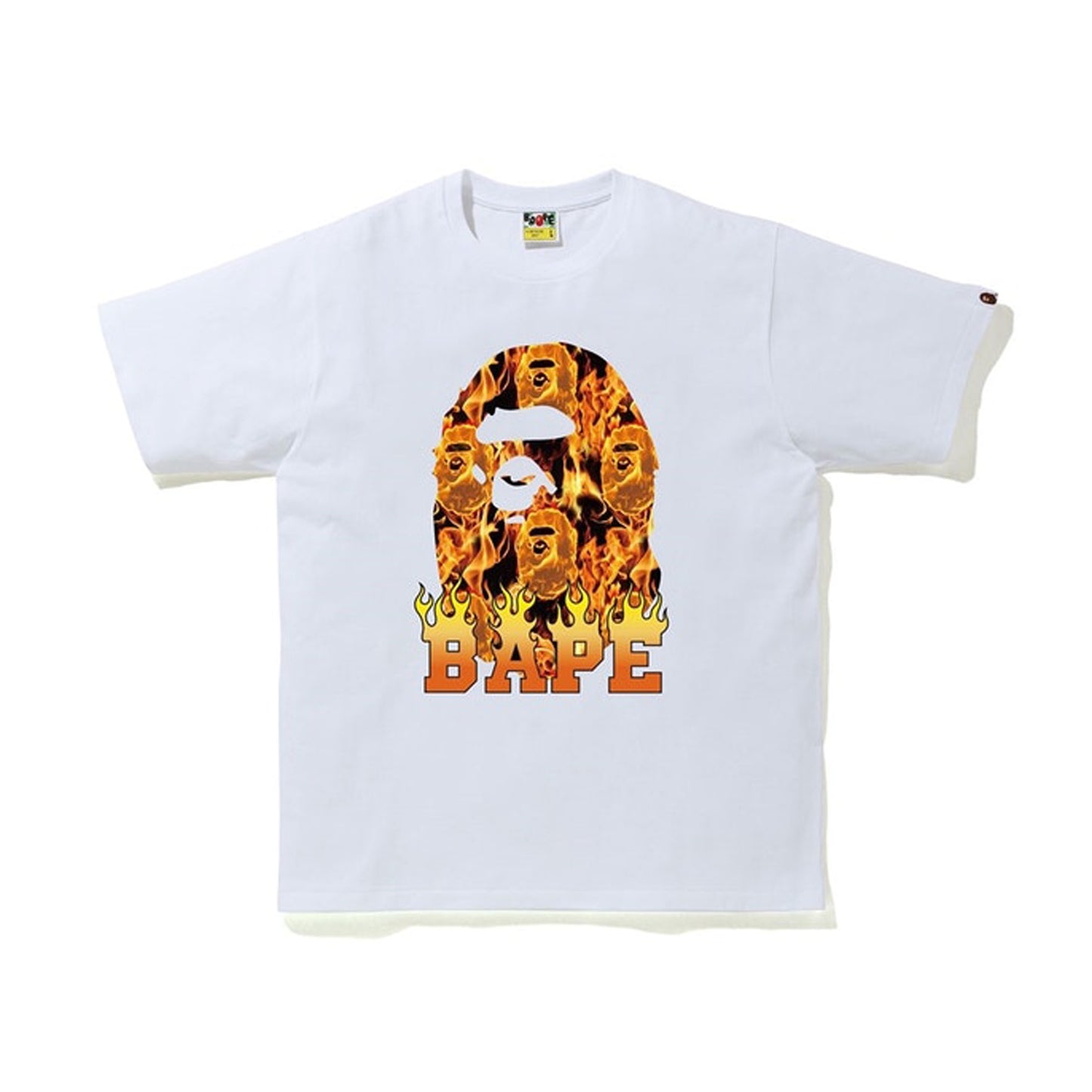 BAPE Ape Head Flame T-Shirt White/Orange, Clothing- re:store-melbourne-Bape