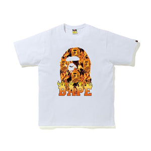 BAPE Ape Head Flame T-Shirt White/Orange, Clothing- re:store-melbourne-Bape