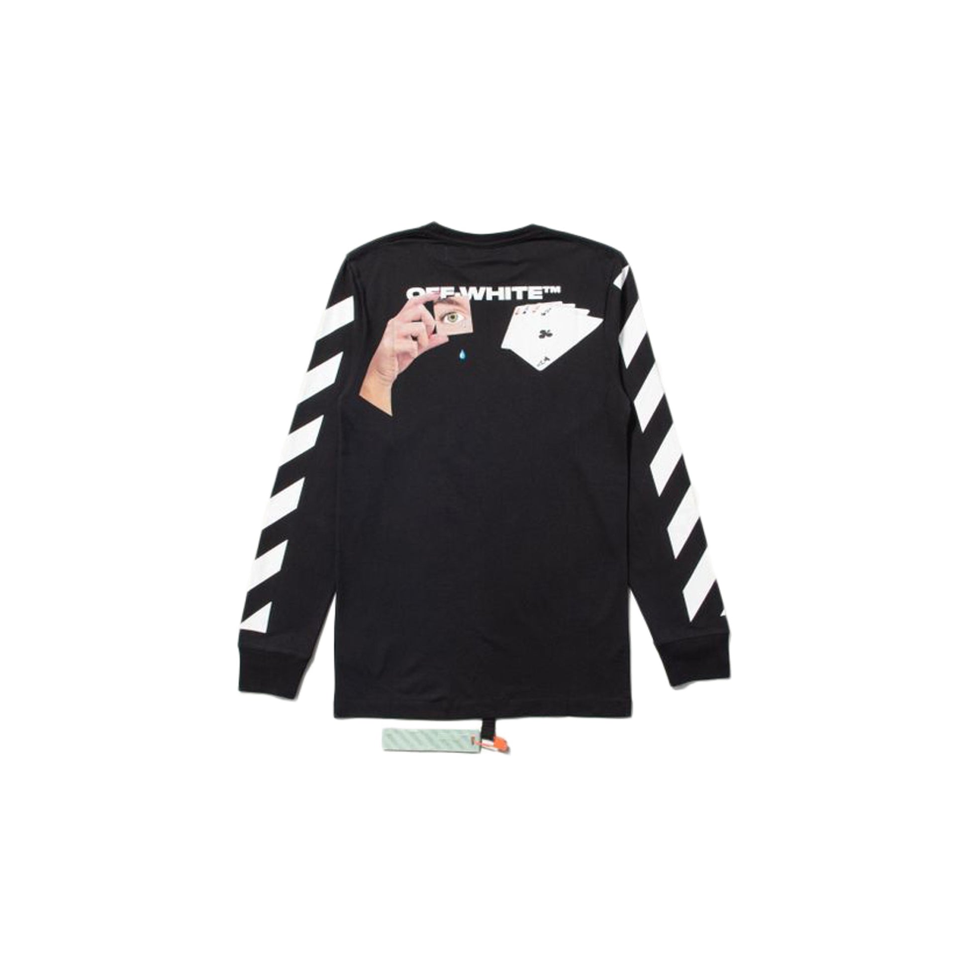 Off-White Long Sleeve Diagonal Card Tee -Black, Clothing- dollarflexclub